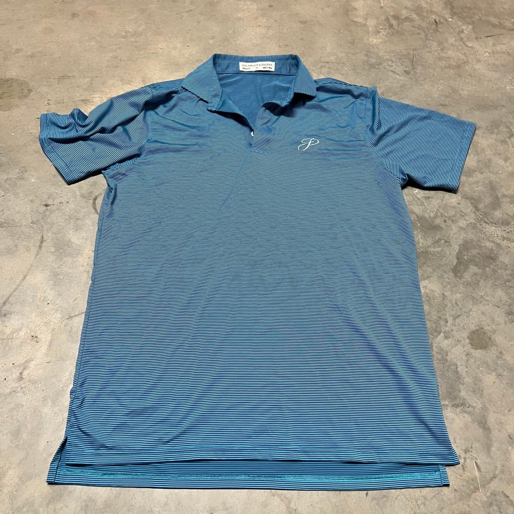 Holderness & Bourne Mens The Perkins Striped Golf Polo Blue Tailored Fit Med